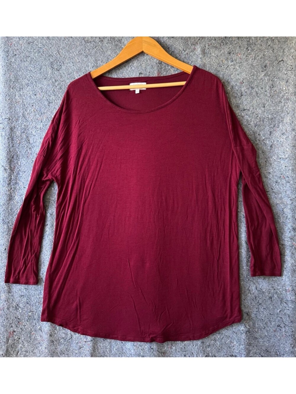 Mud Pie S Burgundy Tunic Top Long Sleeve Scoop Neck Rayon Spandex